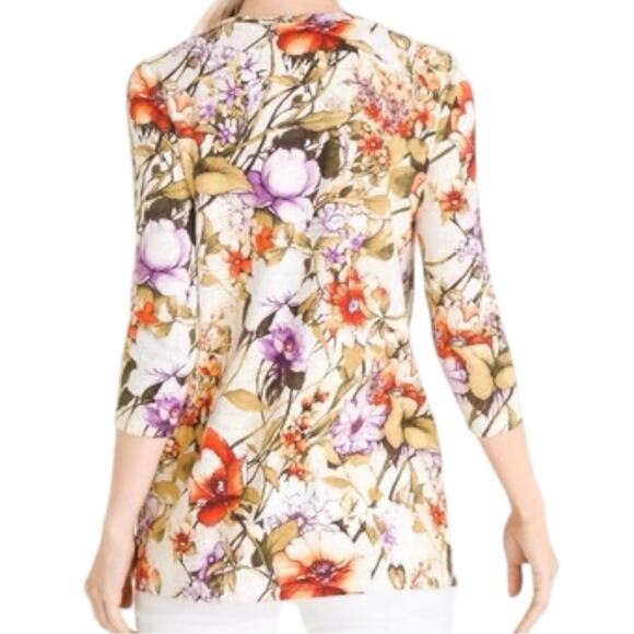 Chico’s Cotton-Blend Slub Tee in floral size Smalll - Picture 6 of 7